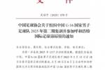 U16国足集训名单：邝兆镭、谢晋、万项、卢琦政在列，泰山7人